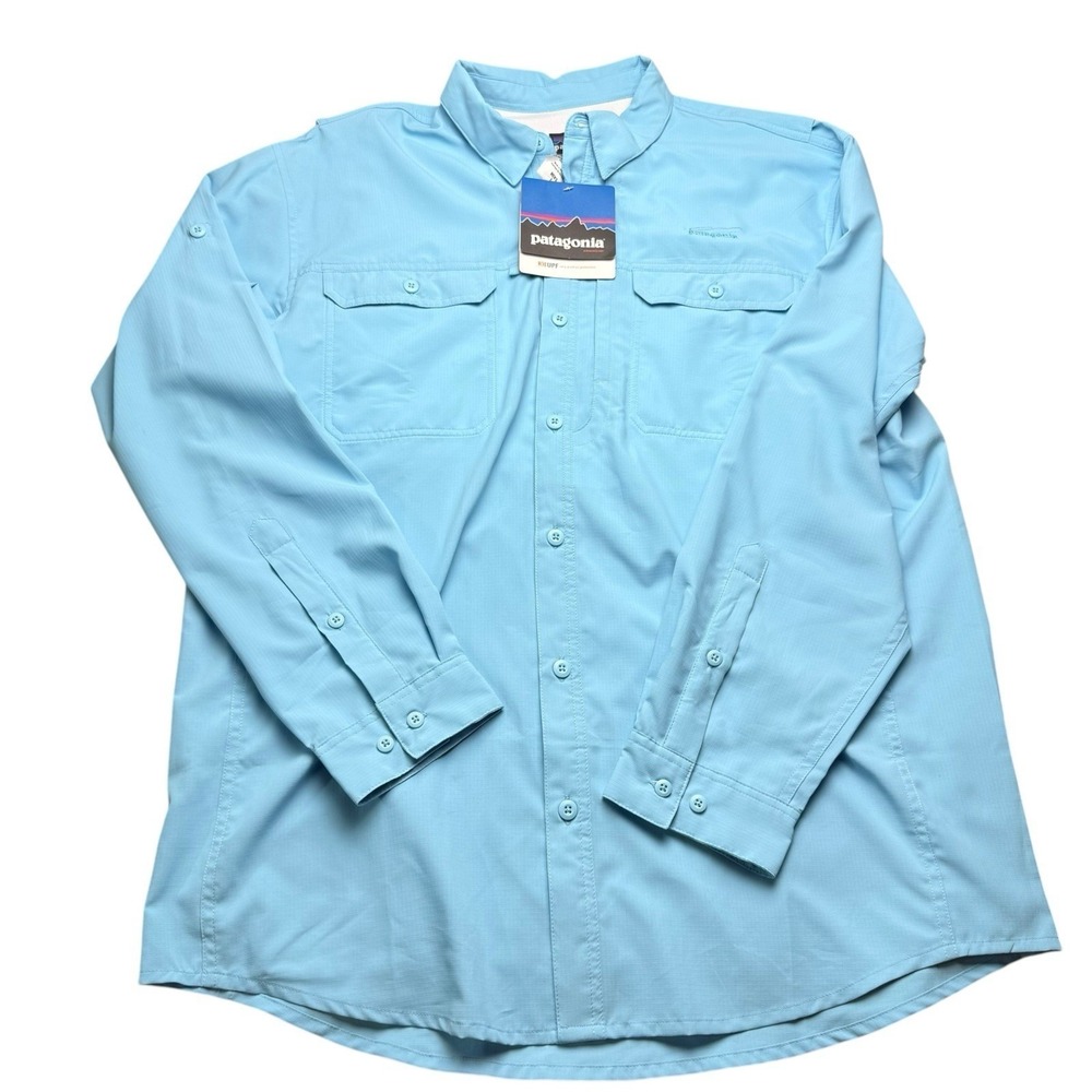 Patagonia Sol Patrol II Shirt - Men's Large - Blue Long Sleeve Button Down READ